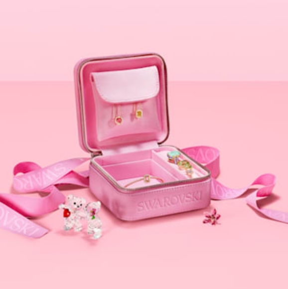 Swarovski Iconic Swan COG Pink Zip Travel Jewelry Box - Picture 12 of 13